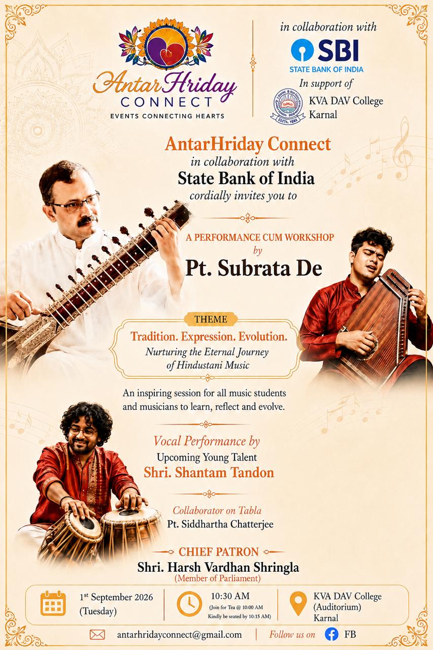 KVA DAV College, Karnal to Host AntarHriday Connect’s Hindustani Music Workshop