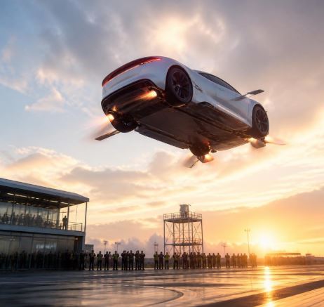 Tesla Unveils Flying Roadster That Performs Mid-Air Flip in Stunning Demonstration