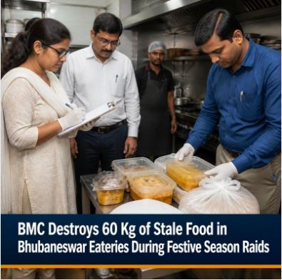 BMC Destroys 60 Kg of Stale Food in Bhubaneswar Eateries During Festive Season Raids
