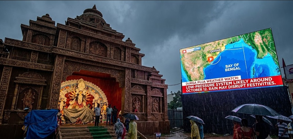 Durga Puja Weather Watch: Rain May Disrupt Festivities in Odisha; Low-Pressure System Likely Around October 12